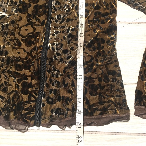 PAPILLON BLANC WOMEN'S BROWN ANIMAL PRINT FULL ZIP JACKET Sz M - Picture 5 of 7